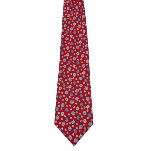 LAUREN RALPH LAUREN Red Floral Tie Designer Mens Silk Necktie Preppy Flowers - Picture 4 of 8